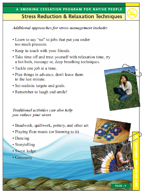 Stress Reduction & Relaxation Techniques which are part of the All Nations Breath of Life smoking cessation program for Native People